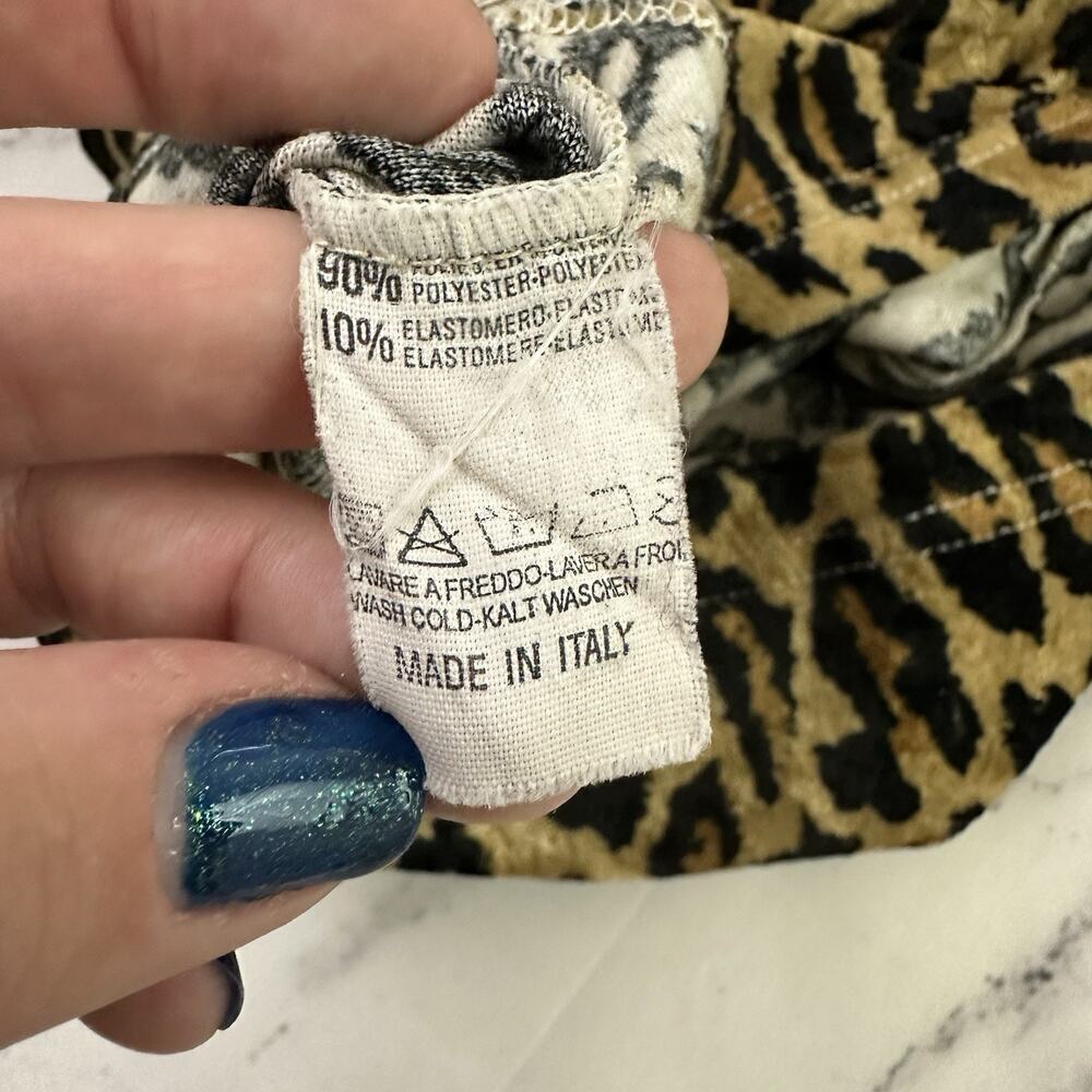 Mad People Womens Vintage Y2k Baby Tank Top Size M Leopard Velvet Animal - Picture 5 of 8